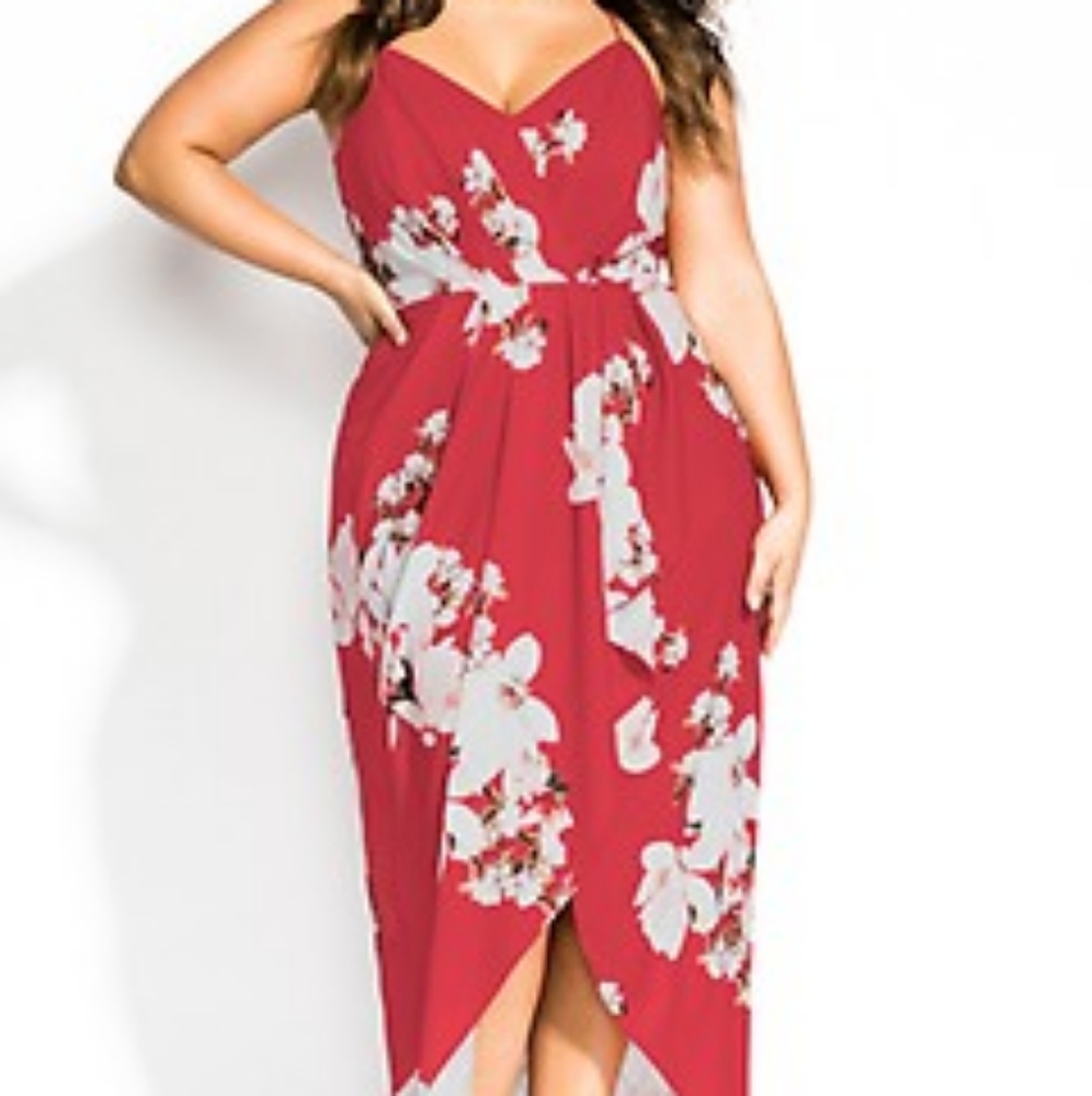 City Chic Lotus Maxi dress -Red 18 M .new in package.